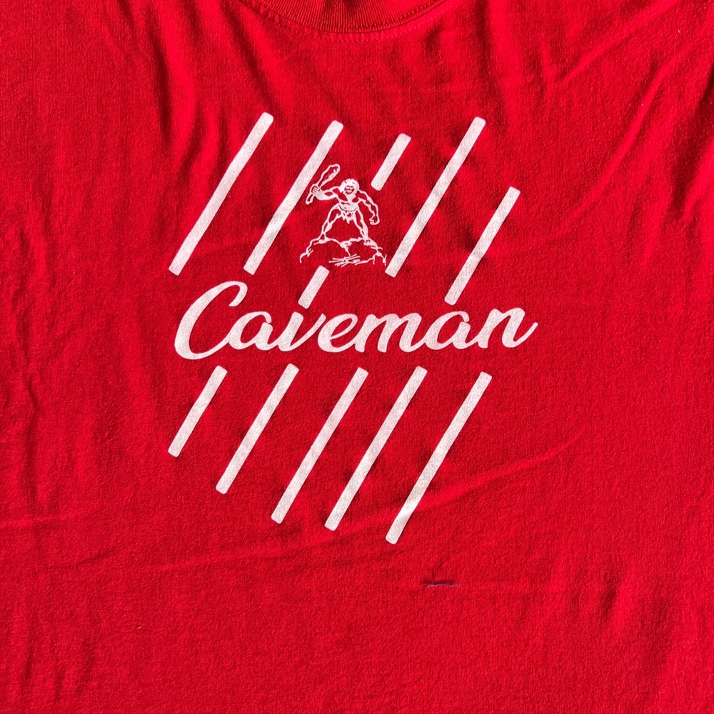 vintage Gildan shirt mens XL‎ red white Cave city cavemen school tee y2k sports - Picture 2 of 7